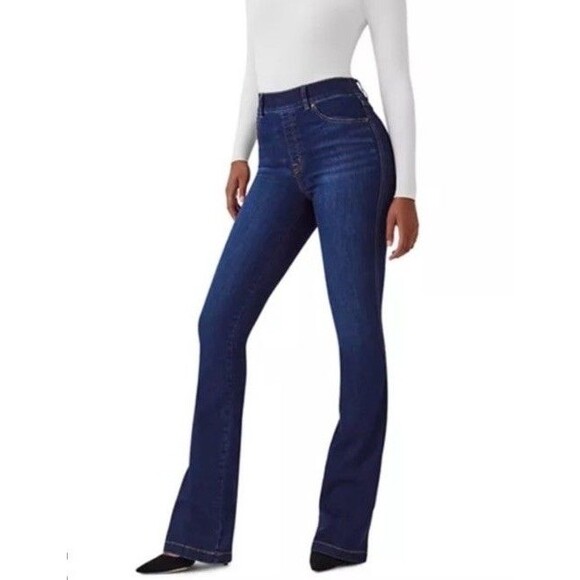 Spanx Flare Pull On Midnight Blue Premium Stretch  Shape Comfort Dark Size L - Picture 1 of 9